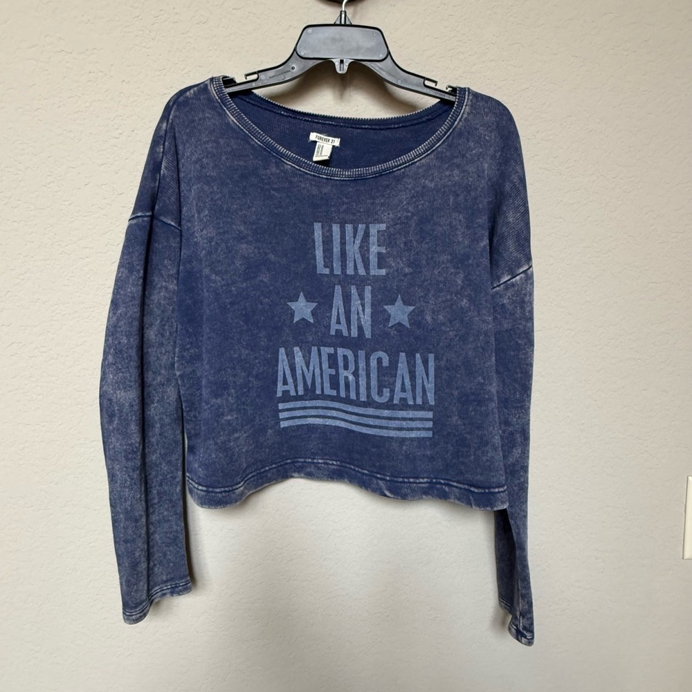 Forever 21 Denim Blue Long Sleeve Tee